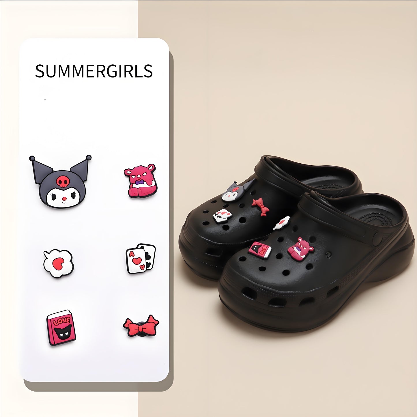 ๐DIY-Sweet, Cool and Adorable! Cartoon Kuromi Clogs