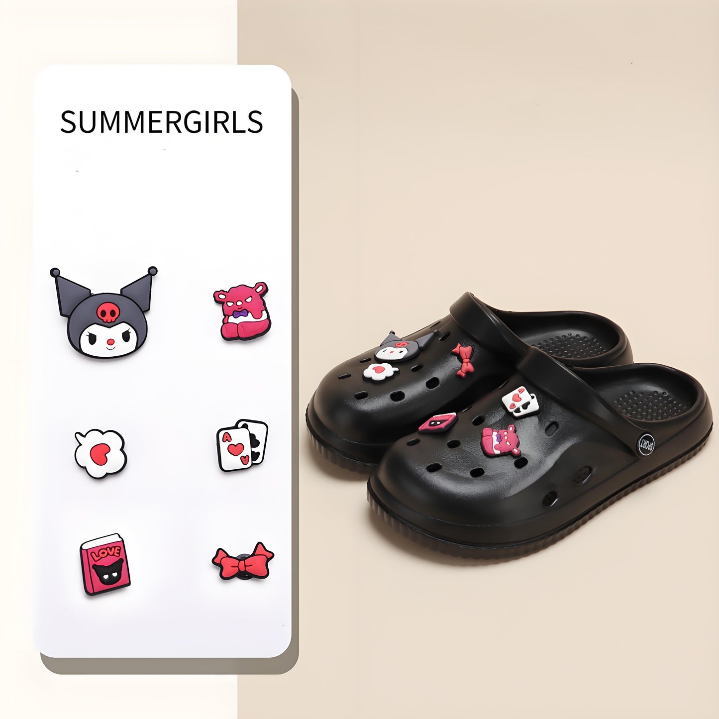 ๐DIY-Sweet, Cool and Adorable! Cartoon Kuromi Clogs
