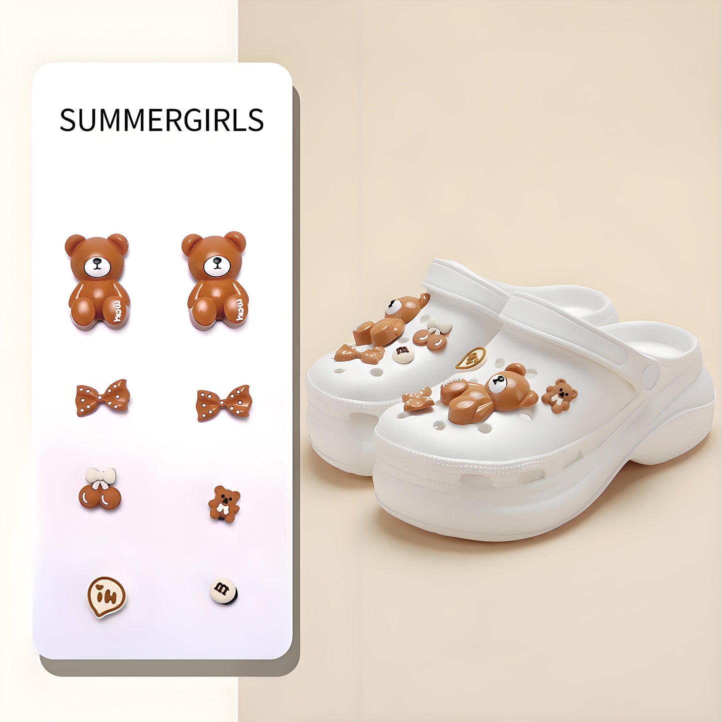 🐻DIY-Sweet and Adorable! Cartoon Brown Bear Clogs