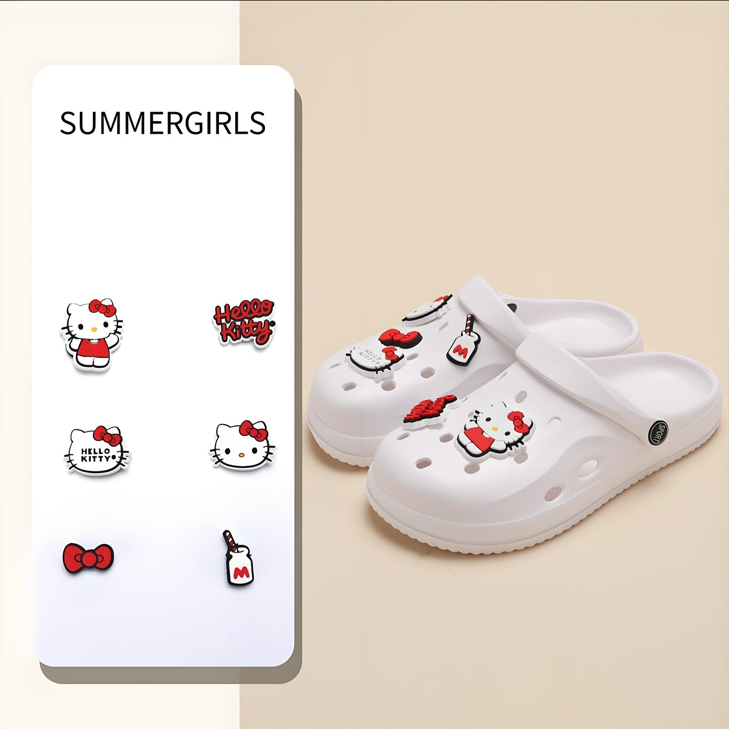๐DIY-Vibrant Sweetheart! Red Hello Kitty Clogs