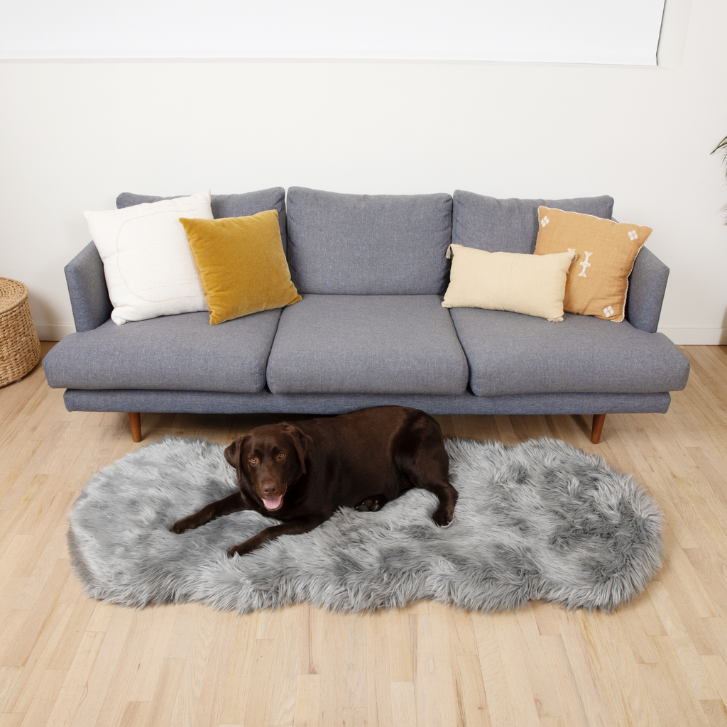 PupRug™ Runner Faux Fur Memory Foam Dog Bed - Charcoal Grey