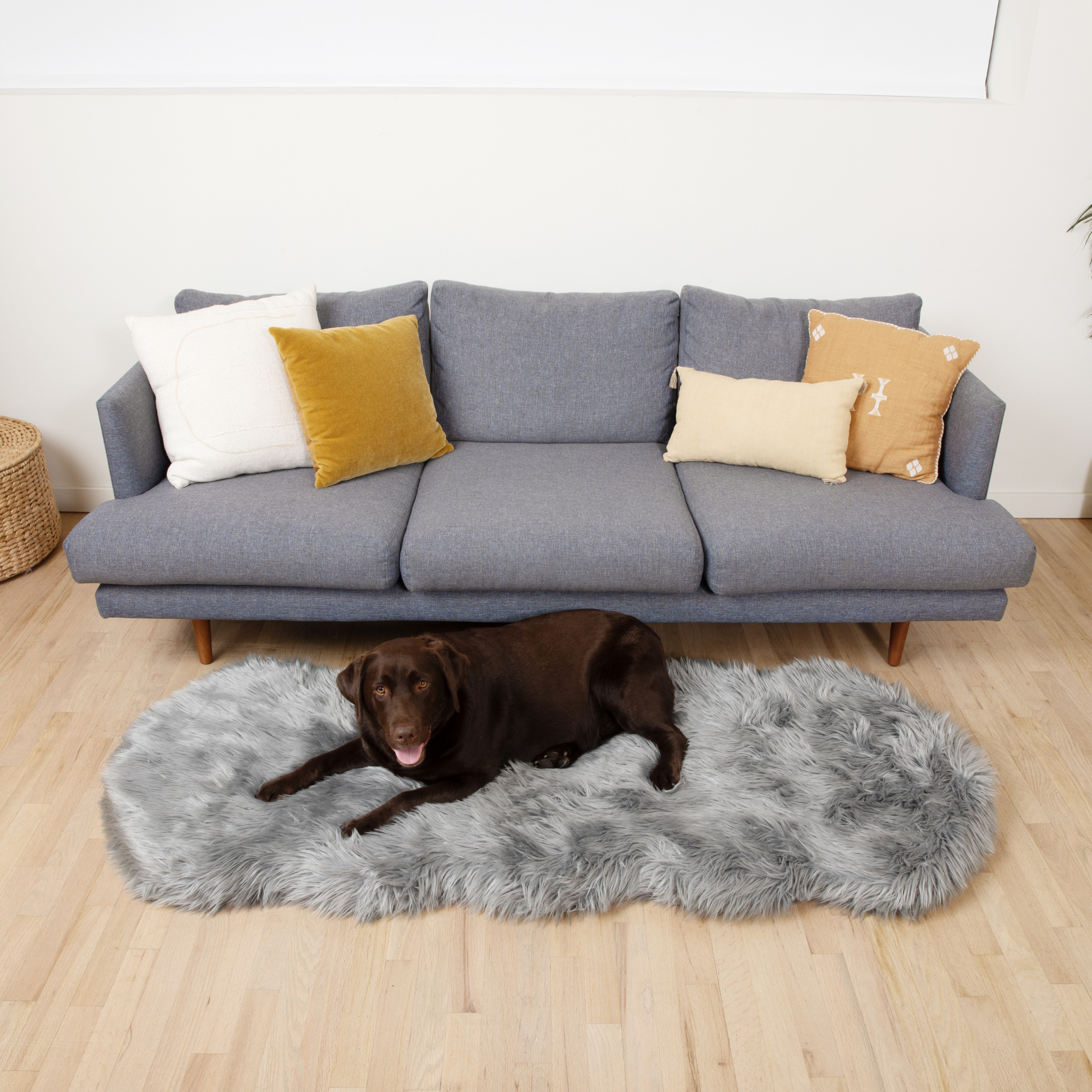 PupRug™ Runner Faux Fur Memory Foam Dog Bed - Charcoal Grey