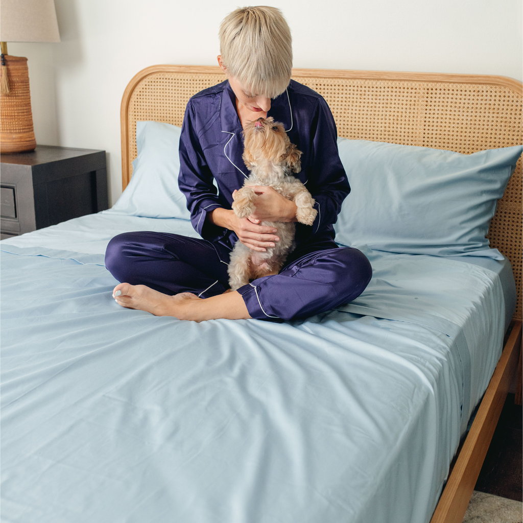 PupSheets™ Hair Resistant, Antimicrobial & Cooling Sheet Set - Sky Blue