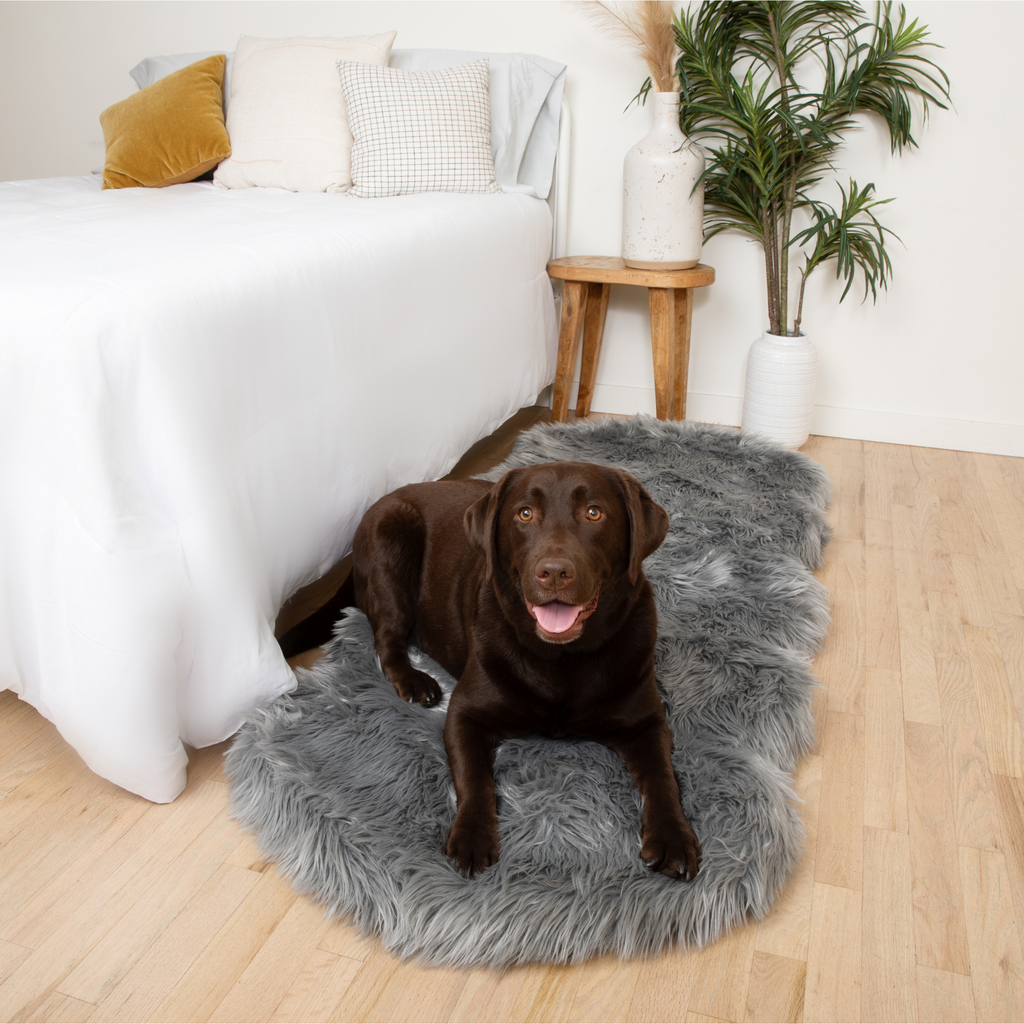 PupRug™ Runner Faux Fur Memory Foam Dog Bed - Charcoal Grey