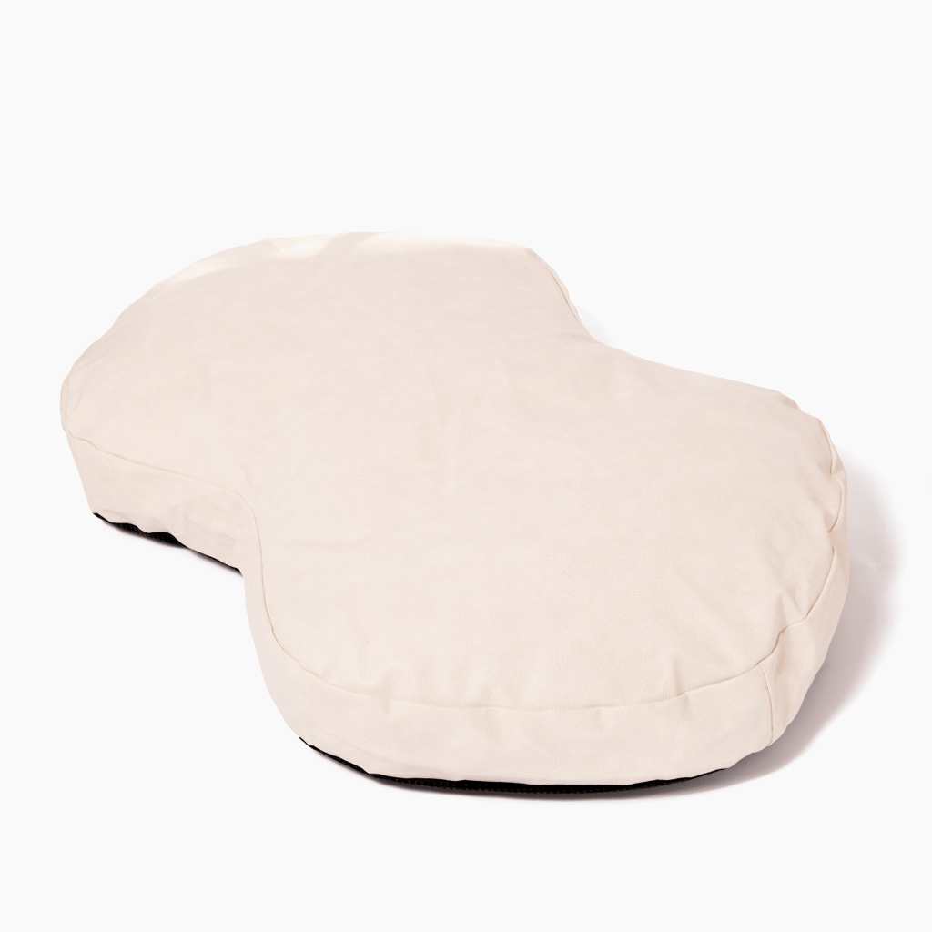 PupCloud™ Faux Leather Memory Foam Dog Bed - Cream