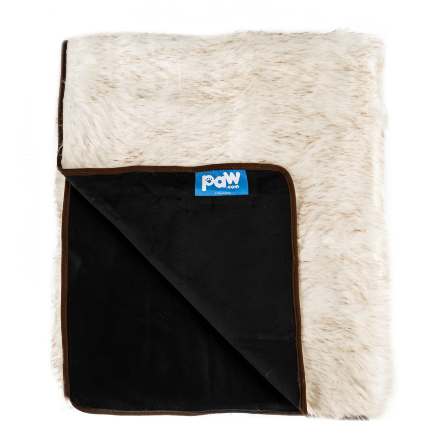 Paw.com x BarkBox PupProtector™ Waterproof Throw Blanket - White with Brown Accents