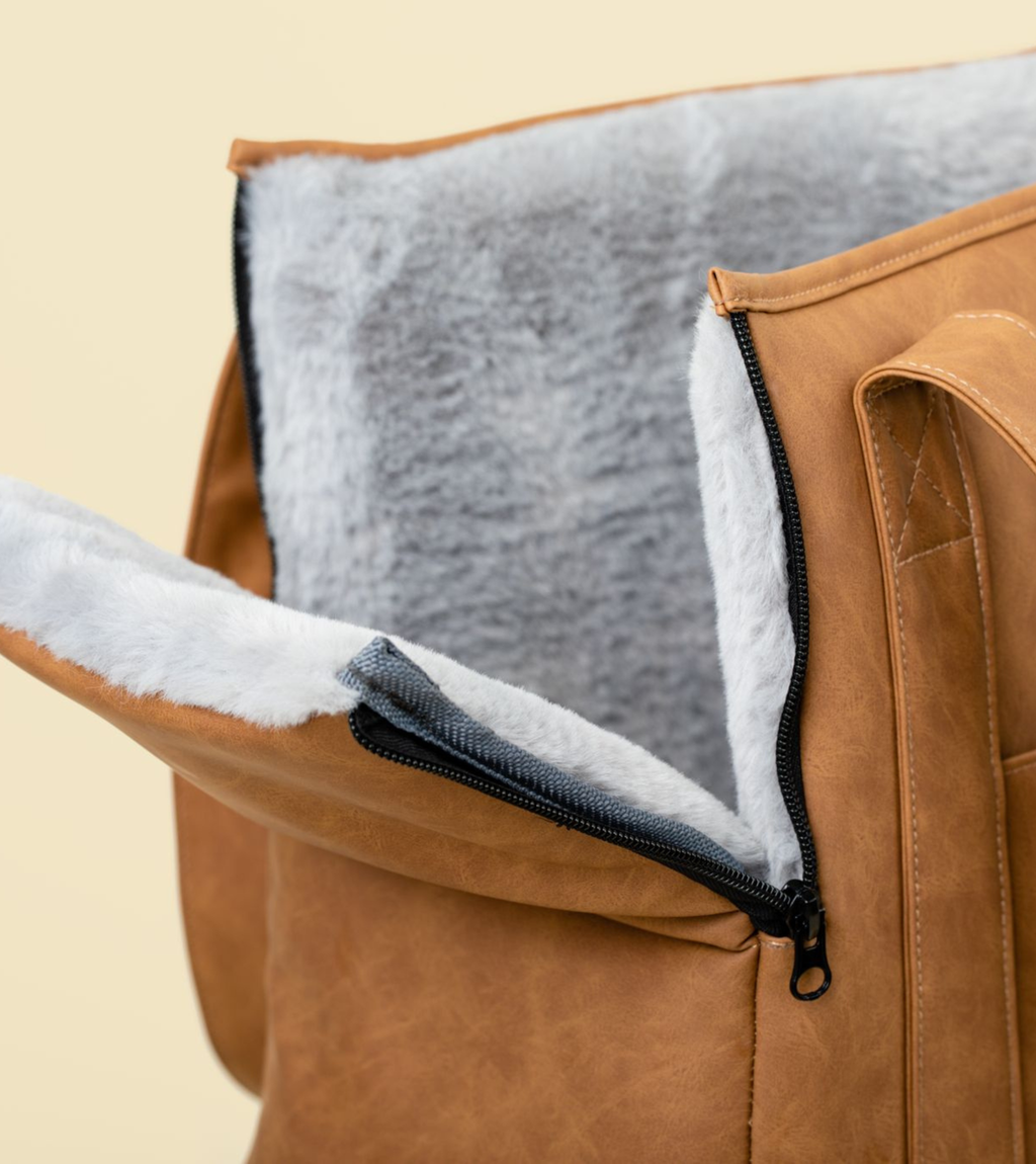 PupTote™ 3-in-1 Faux Leather Dog Carrier Bag - Camel