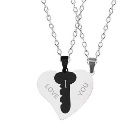 I Love You Heart Shaped Matching Key Chains Necklaces