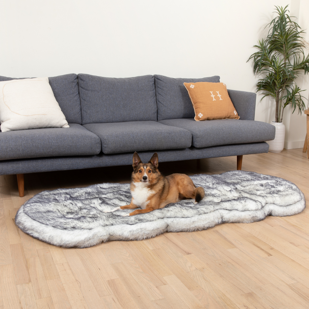 PupRug™ Runner Luxe Faux Fur Memory Foam Dog Bed - Ultra Plush Arctic Fox