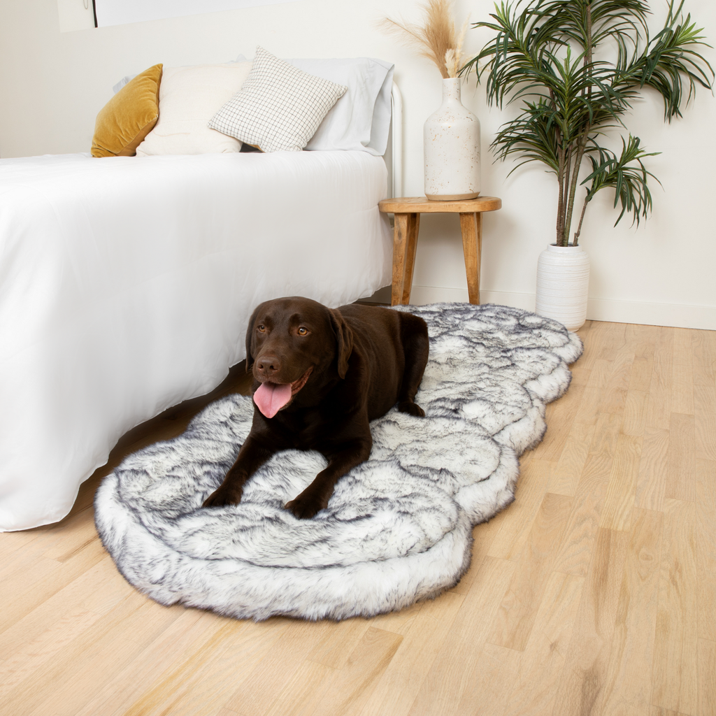 PupRug™ Runner Luxe Faux Fur Memory Foam Dog Bed - Ultra Plush Arctic Fox