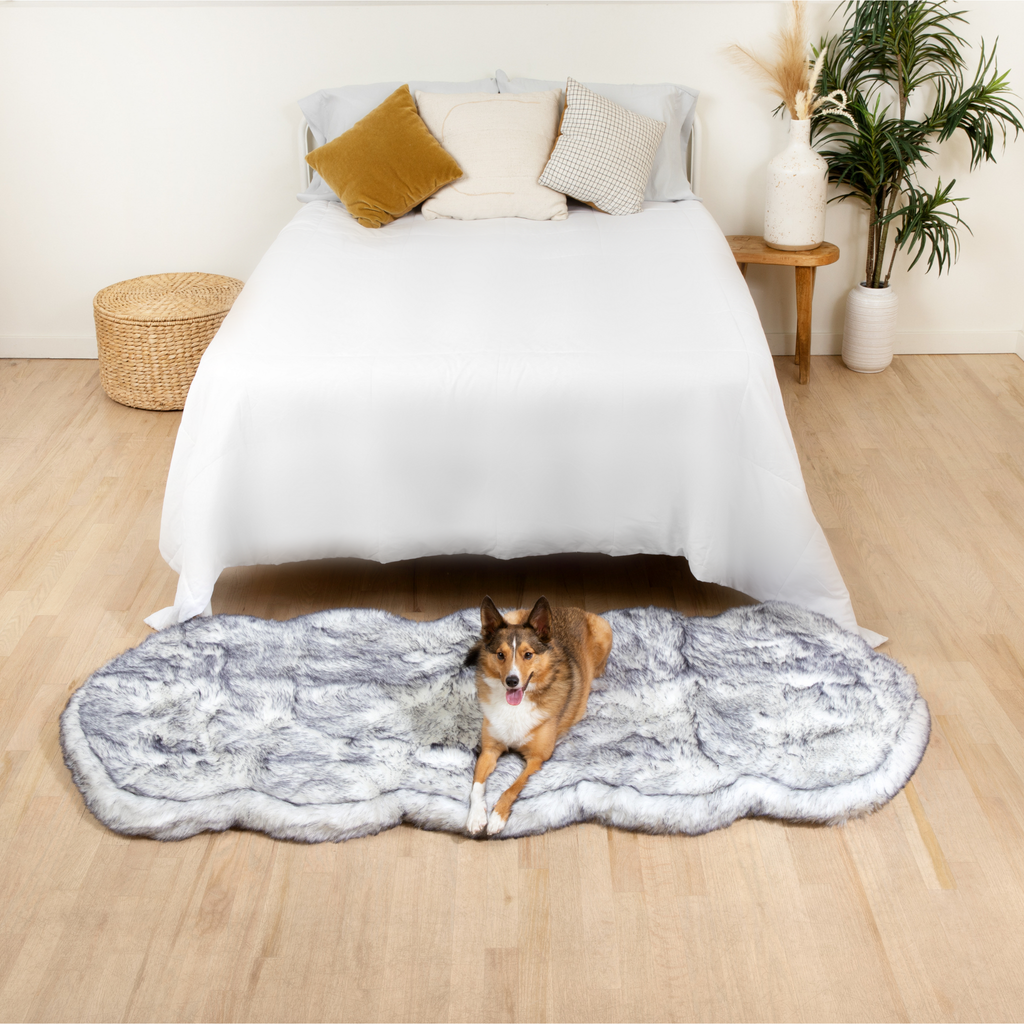 PupRug™ Runner Luxe Faux Fur Memory Foam Dog Bed - Ultra Plush Arctic Fox