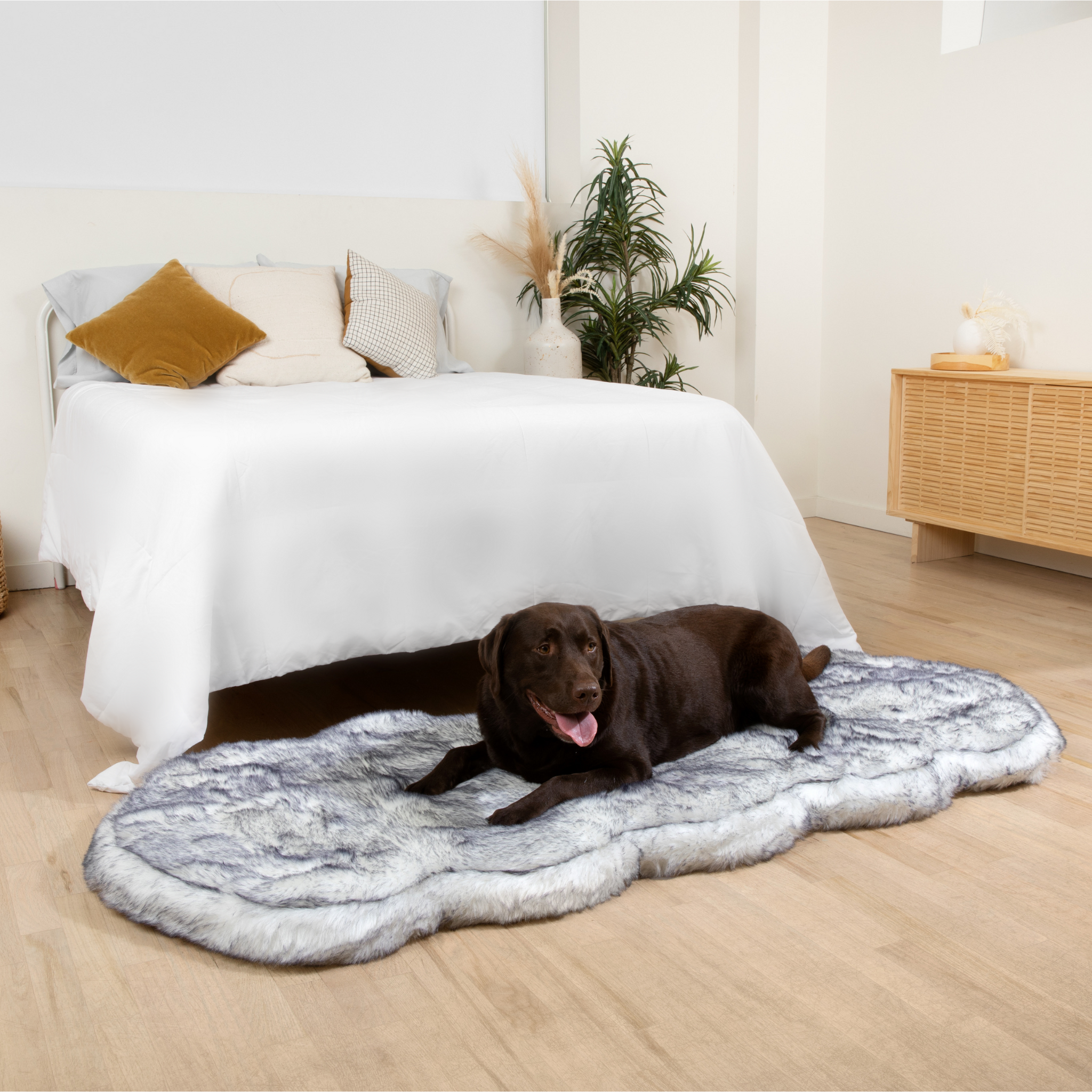 PupRug™ Runner Luxe Faux Fur Memory Foam Dog Bed - Ultra Plush Arctic Fox