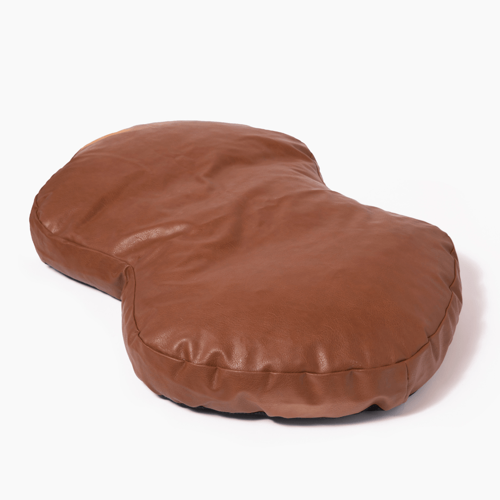 PupCloud™ Faux Leather Memory Foam Dog Bed - Bourbon