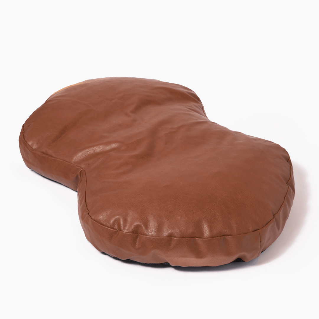 PupCloud™ Faux Leather Memory Foam Dog Bed - Bourbon