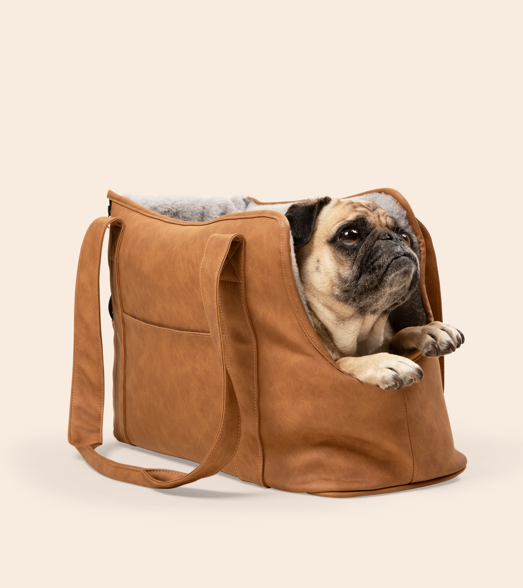 PupTote™ 3-in-1 Faux Leather Dog Carrier Bag - Camel