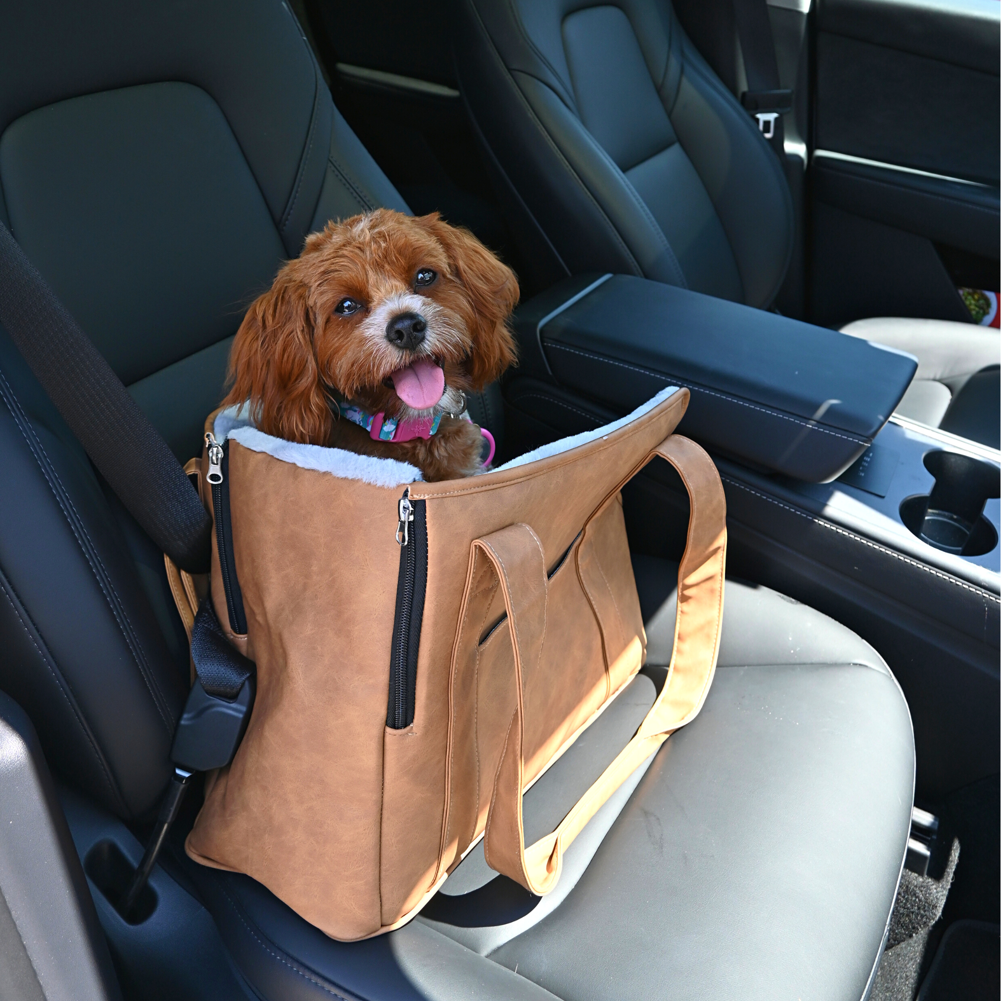 PupTote™ 3-in-1 Faux Leather Dog Carrier Bag - Camel