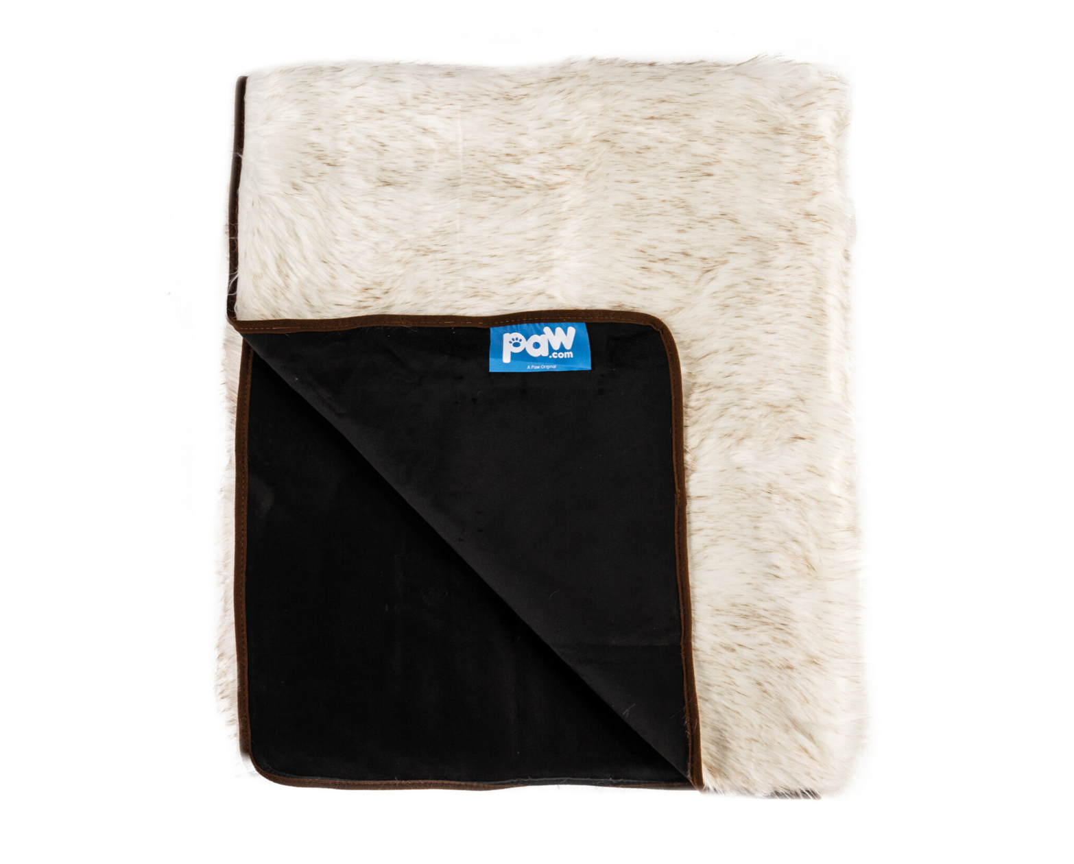 CatNap™ Anti-Scratch & Waterproof Throw Blanket - White with Brown Accents