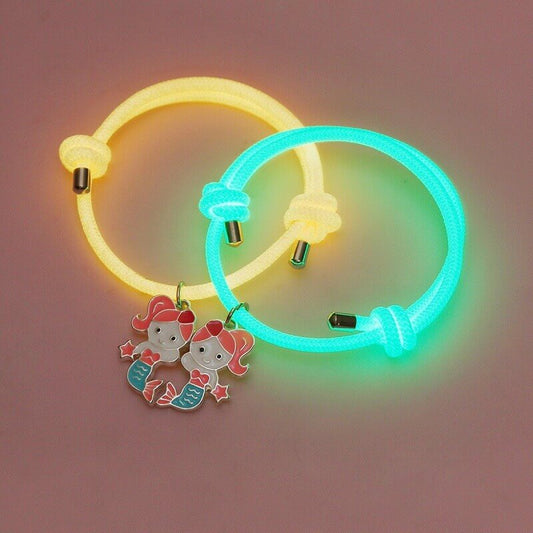 2pcs Little Mermaid Luminous Magnetic Bestie Bracelets