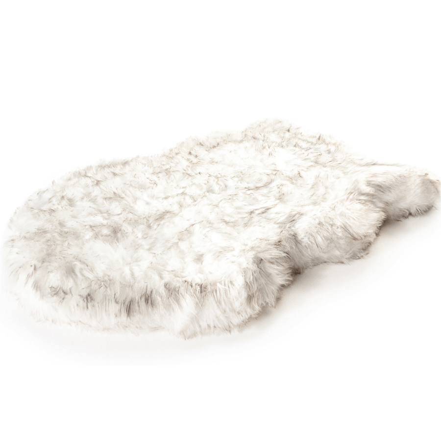 Paw.com x BarkBox PupRug™ Faux Fur Orthopedic Dog Bed - White with Brown Accents