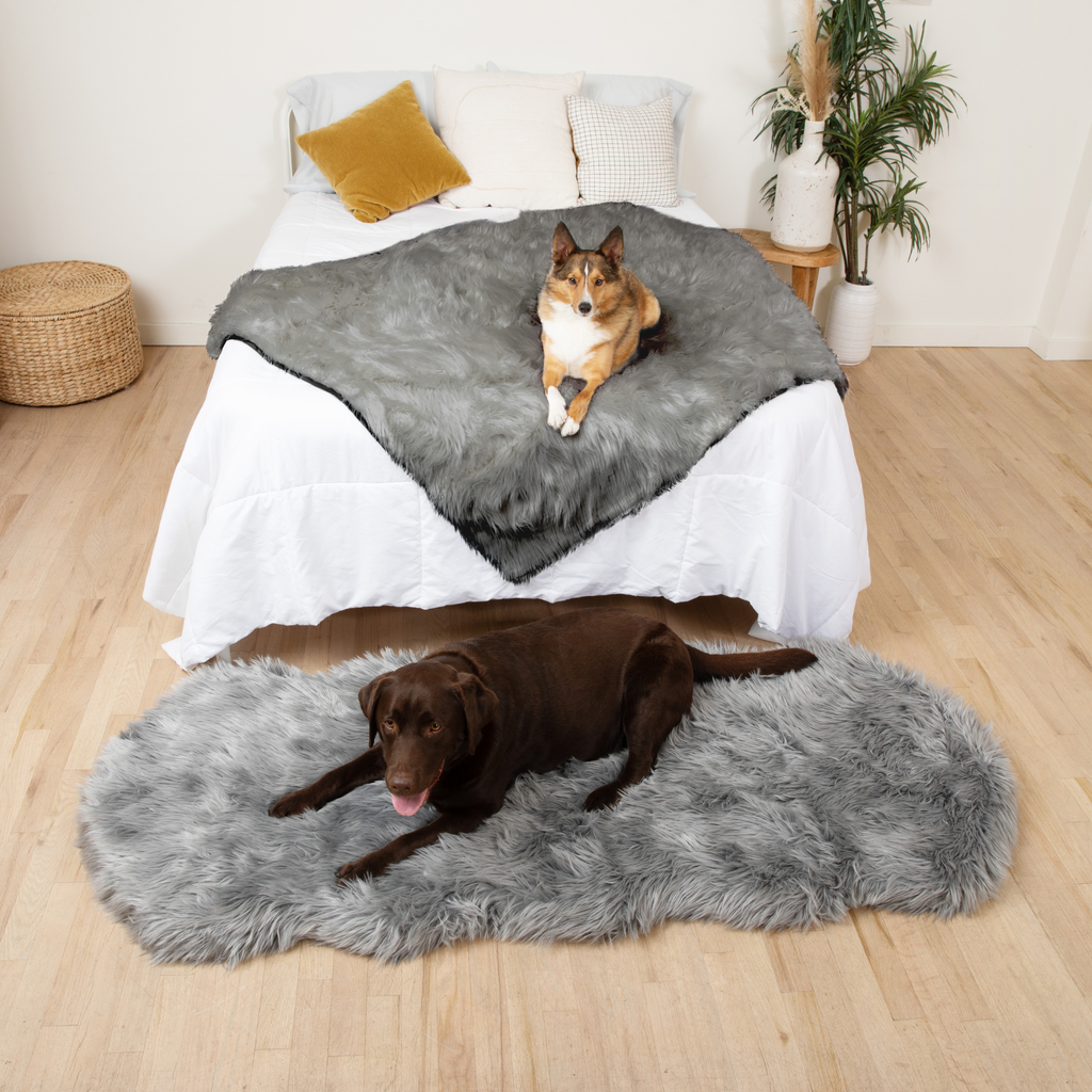 PupRug™ Orthopedic Runner Bed + Matching Waterproof Blanket Bundle - Charcoal Grey