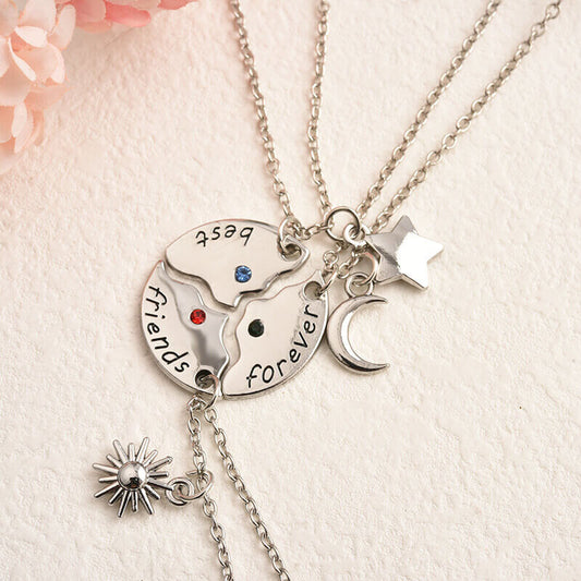 3 Best Friends Forever Necklace Sun Moon Stars