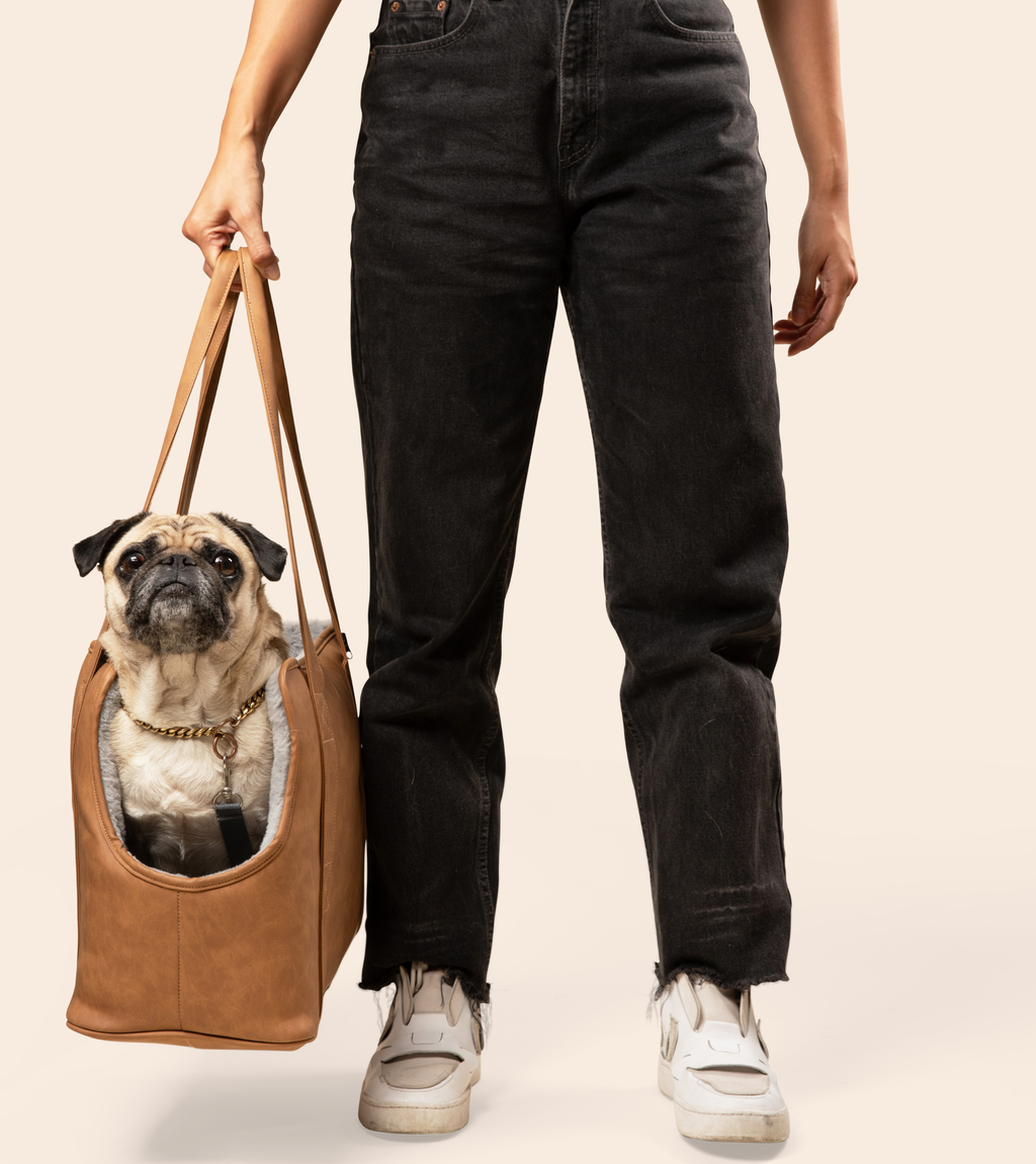 PupTote™ 3-in-1 Faux Leather Dog Carrier Bag - Camel