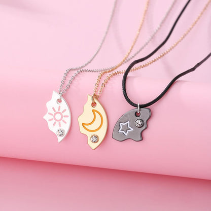 3 Best Friends Sun Moon and Star Pizza Friendship Necklaces