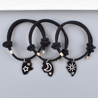 3pcs Sun Moon Star Pizza BFF Bracelets for Besties | Matching Set