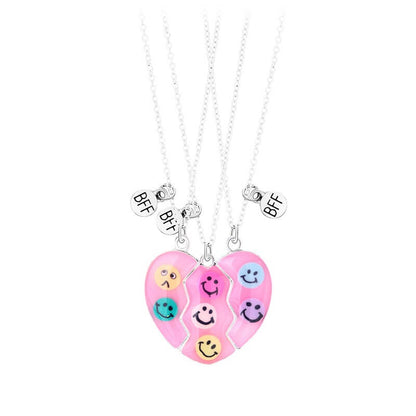Funny Emoji Trio Necklace Magnetic for Three Best Friends