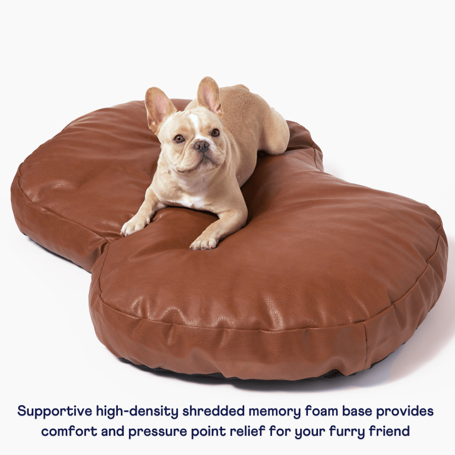 PupCloud™ Faux Leather Memory Foam Dog Bed - Bourbon
