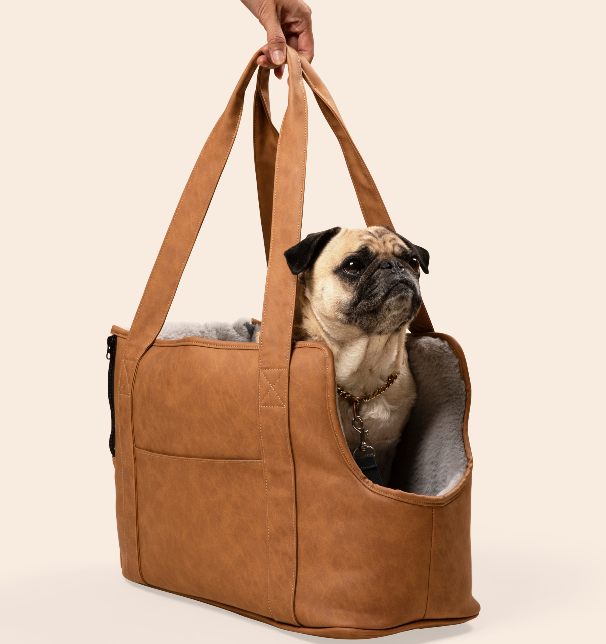 PupTote™ 3-in-1 Faux Leather Dog Carrier Bag - Camel