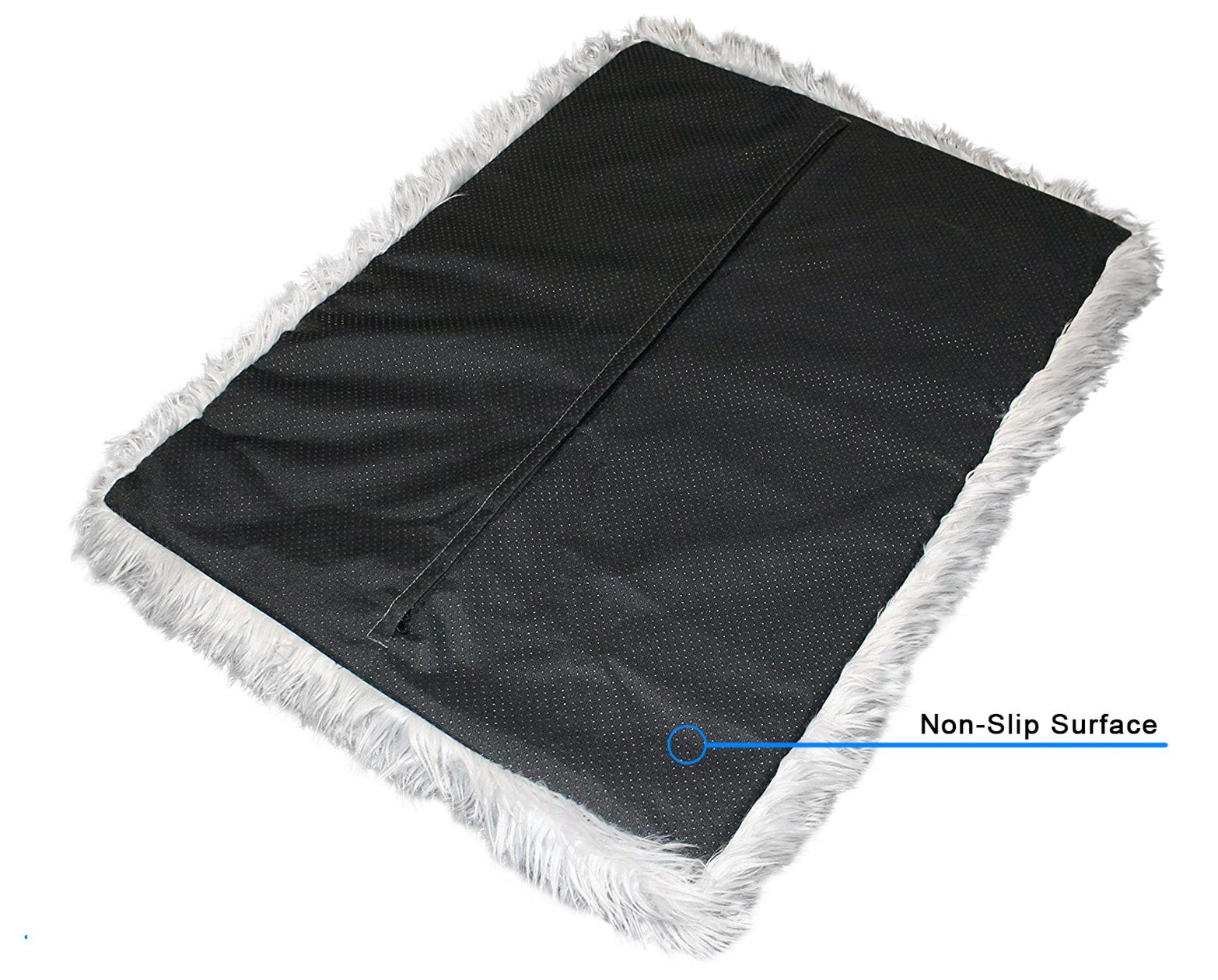 PupRug™ Faux Fur Orthopedic Dog Bed Cover - Rectangle Grey (Bed Not Included)