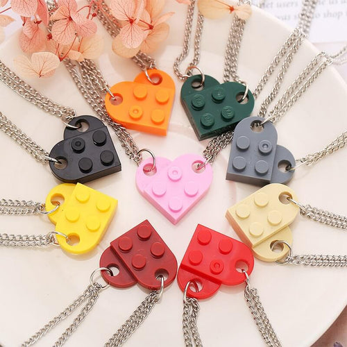 Brick Necklace for Couples Friendship Heart Pendant