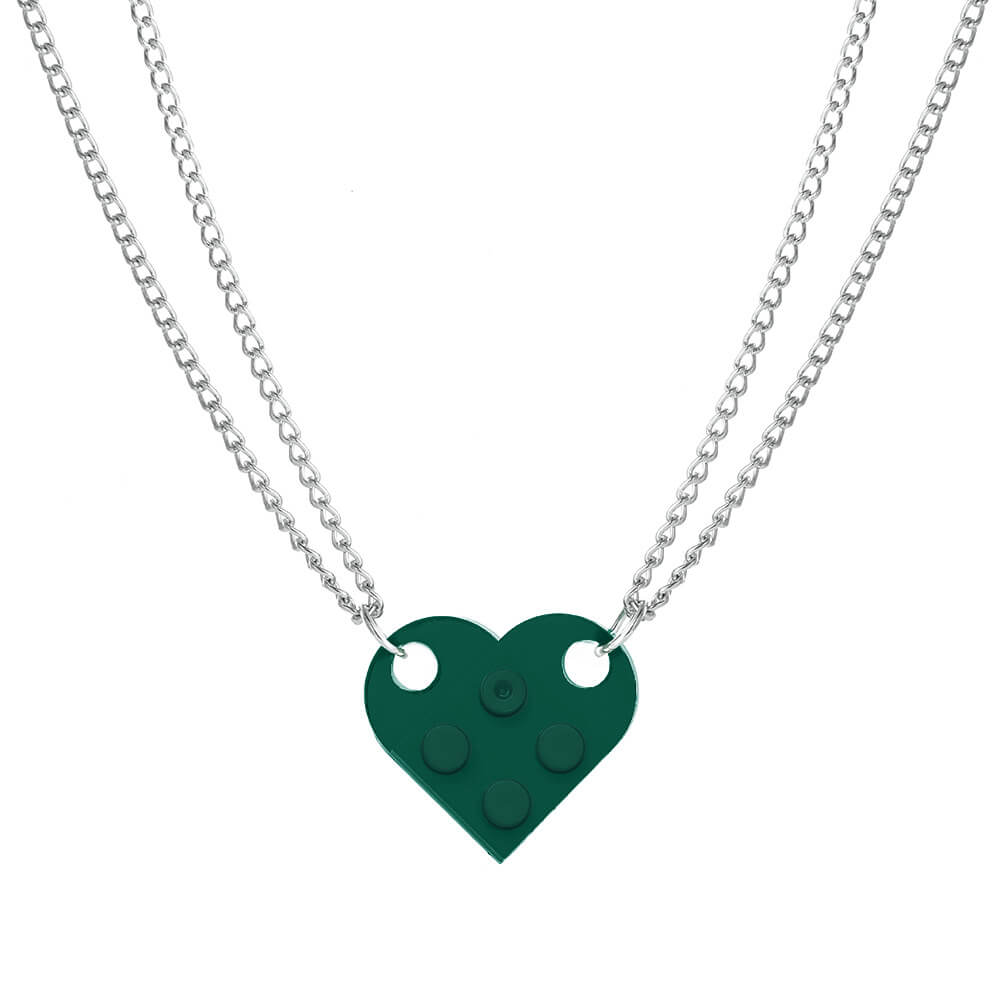 Brick Necklace for Couples Friendship Heart Pendant