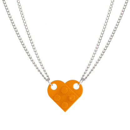 Brick Necklace for Couples Friendship Heart Pendant