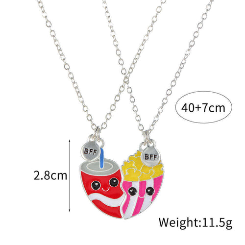 Coke & Popcorn BFF Magnetic Necklace Set for Best Friends