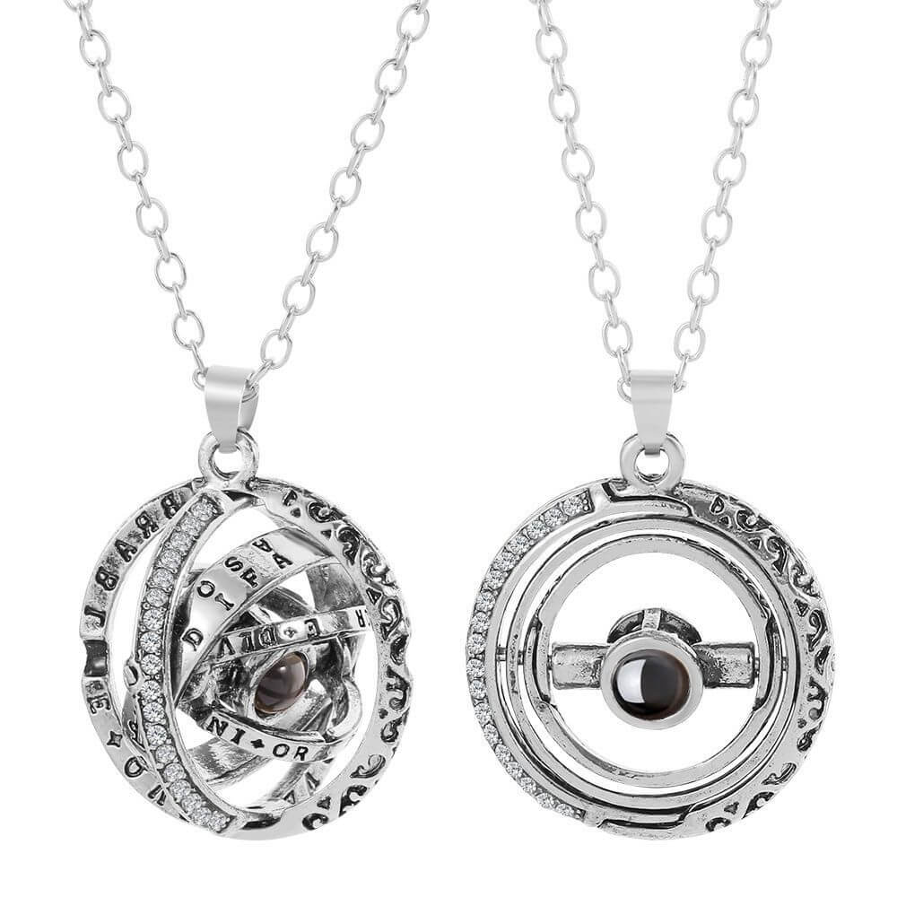 Cosmic Love Foldable Earth Couple Necklaces - 100 Languages I Love You Pendant
