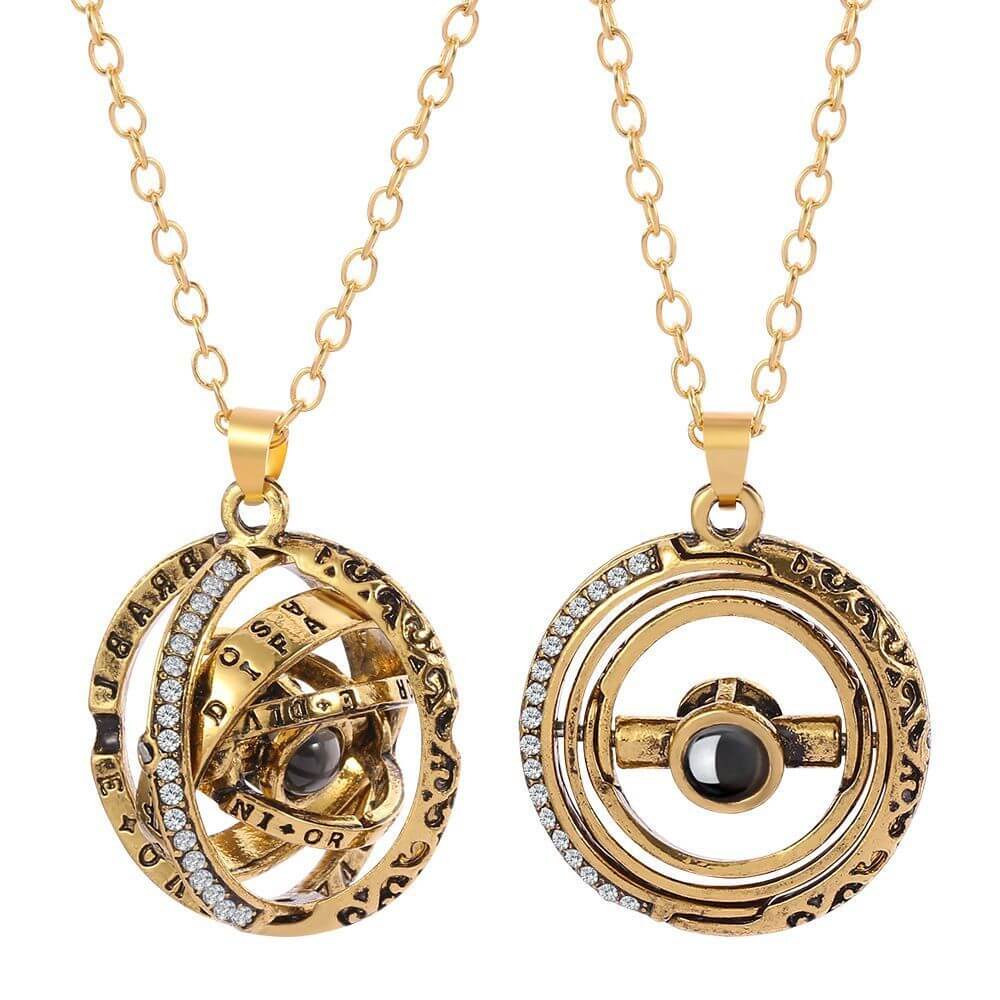 Cosmic Love Foldable Earth Couple Necklaces - 100 Languages I Love You Pendant