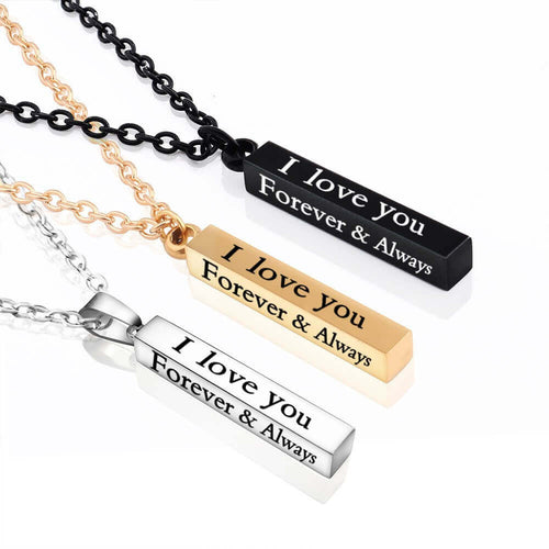 Custom Text Pillar Bar Necklace