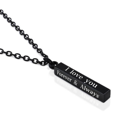 Custom Text Pillar Bar Necklace