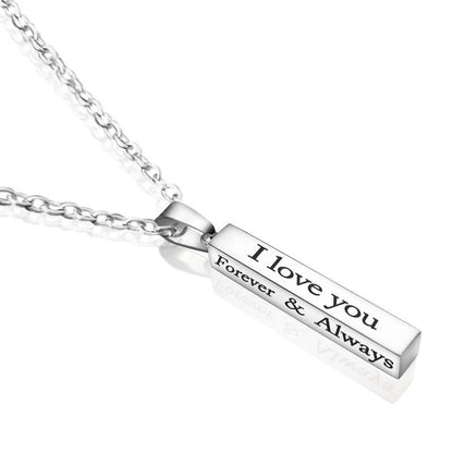 Custom Text Pillar Bar Necklace