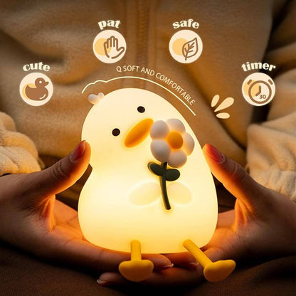 Cute Duck Dimmable Night Light with Timer & Phone Holder