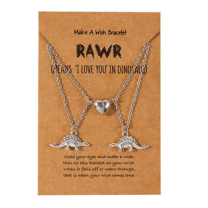 Dinosaur Lovers Magnetic Friendship Necklace for Two
