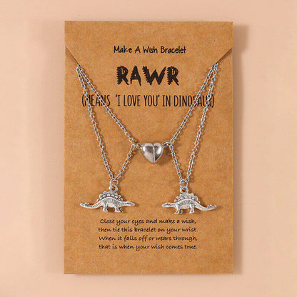 Dinosaur Lovers Magnetic Friendship Necklace for Two