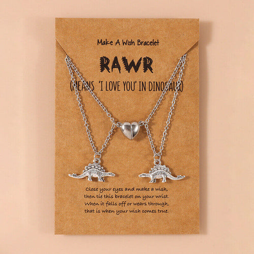 Dinosaur Lovers Magnetic Friendship Necklace for Two