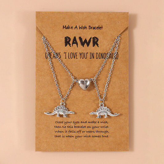 Dinosaur Lovers Magnetic Friendship Necklace for Two