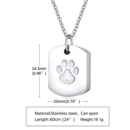 Dog Paw Best Friend Necklace Urn Ashes Keep Memory