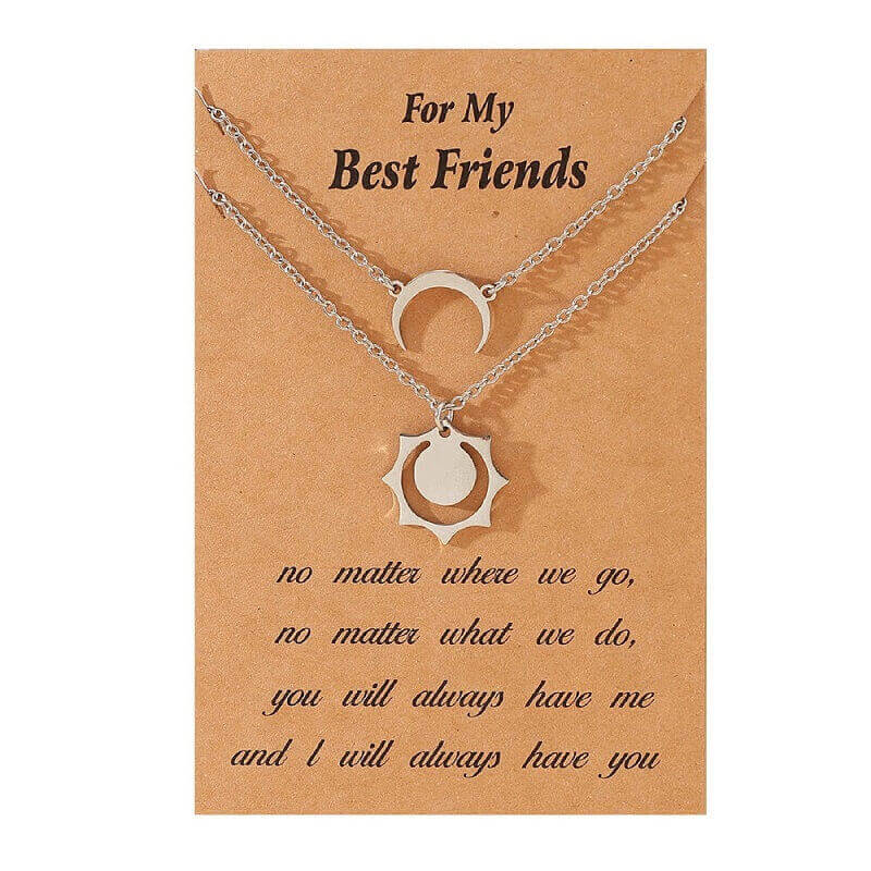 Gold Sun & Crescent Moon Necklaces: Ideal Gifts for Friends and Couples