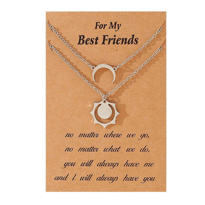 Gold Sun & Crescent Moon Necklaces: Ideal Gifts for Friends and Couples