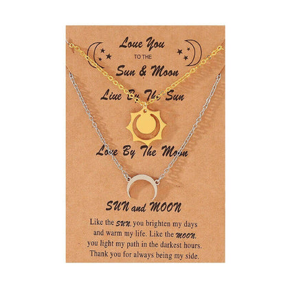 Gold Sun & Crescent Moon Necklaces: Ideal Gifts for Friends and Couples